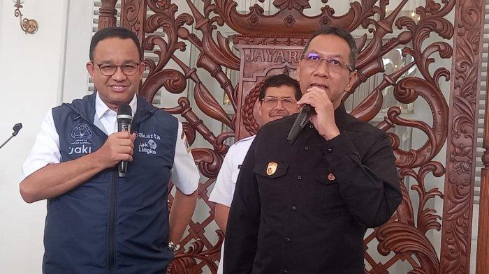 Plt Gubernur DKI Heru Budi Hartono bersama Anies Baswedan. (is)